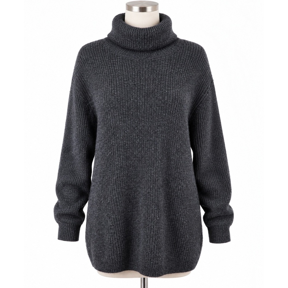 Quince 100% Mongolian Cashmere Turtleneck Sweater Charcoal Gray Size M